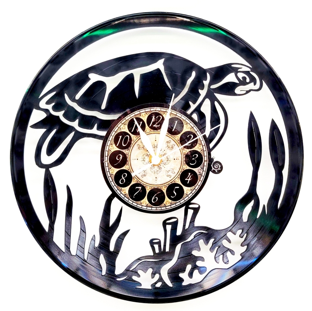 SEA TURTLE vinyl record clock